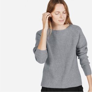 Everlane Chunky Knit Ribbed Wide Crewneck Wool Sweater